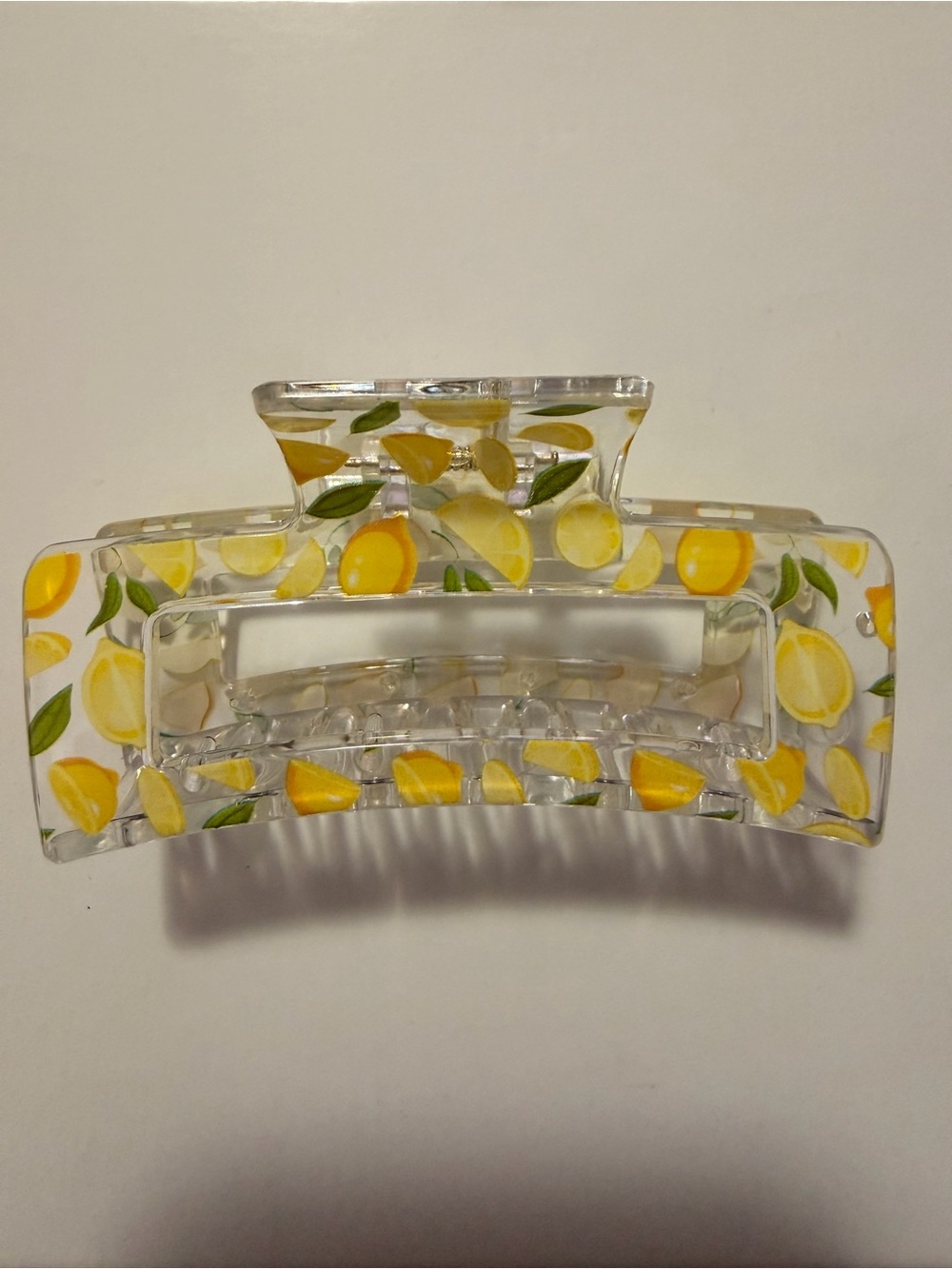 Clear Yellow Lemon Print Hair Claw Clip - Home Accents